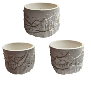 Mountains Handmade Hydrostone Alpine Relief Planter Crystal Holder Desk Cup