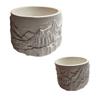 Mountains Handmade Hydrostone Alpine Relief Planter Crystal Holder Desk Cup