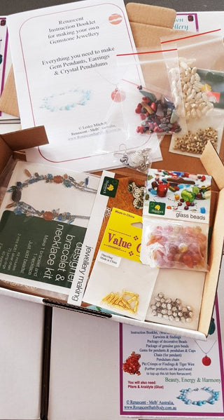 Gemstone Jewellery Making Kit Genuine Gems Pendulum Pendant Earrings Healing