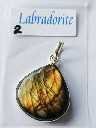 Labradorite Sterling Silver Pendant 2 Natural Stone Handcrafted Jewelry Genuine Gemstone Necklace