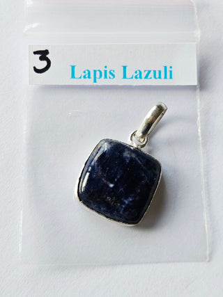 Lapis Lazuli Sterling Silver Pendant 3 Natural Stone Handcrafted Jewelry Genuine Gemstone Necklace