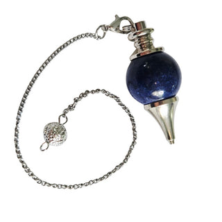 Lapis Lazuli Crystal Pendulum Natural Gemstone Silver Chain Dowsing Healing