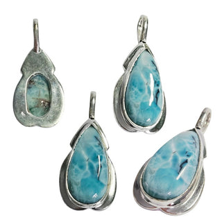 Larimar Sterling Silver Teardrop Pendant Sea Stone Dominican Republic