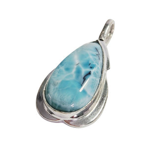 Larimar Sterling Silver Teardrop Pendant Sea Stone Dominican Republic