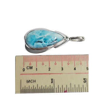 Larimar Sterling Silver Teardrop Pendant Sea Stone Dominican Republic