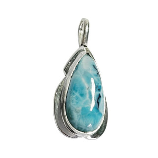 Larimar Sterling Silver Teardrop Pendant Sea Stone Dominican Republic