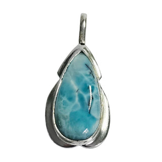 Larimar Sterling Silver Teardrop Pendant Sea Stone Dominican Republic