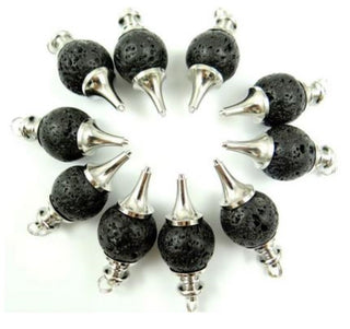 Lava Stone Crystal Pendulum Natural Gemstone Silver Chain Dowsing Healing