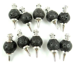 Lava Stone Crystal Pendulum Natural Gemstone Silver Chain Dowsing Healing