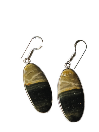 Maligano Jasper Sterling Silver Earrings 1 Natural Stone Handcrafted Jewelry Genuine Gemstone
