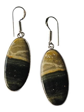 Maligano Jasper Sterling Silver Earrings 1 Natural Stone Handcrafted Jewelry Genuine Gemstone