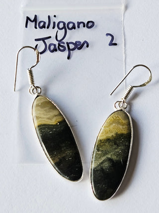 Maligano Jasper Sterling Silver Earrings 2 Natural Stone Handcrafted Jewelry Genuine Gemstone