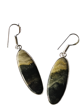 Maligano Jasper Sterling Silver Earrings 2 Natural Stone Handcrafted Jewelry Genuine Gemstone