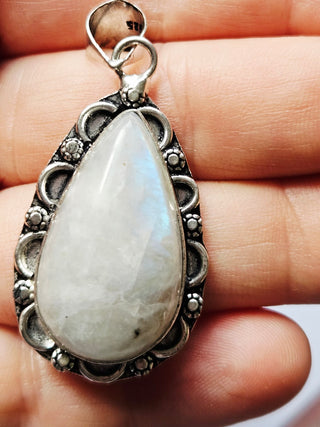Moonstone Sterling Silver Pendant 1 Natural Stone Handcrafted Jewelry Genuine Gemstone Necklace