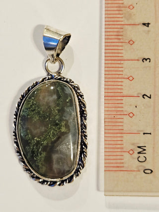 Moss Agate Sterling Silver Pendant 1 Natural Stone Handcrafted Jewelry Genuine Gemstone Necklace
