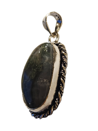 Moss Agate Sterling Silver Pendant 1 Natural Stone Handcrafted Jewelry Genuine Gemstone Necklace