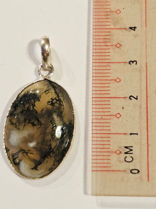 Moss Agate Sterling Silver Pendant 2 Natural Stone Handcrafted Jewelry Genuine Gemstone Necklace
