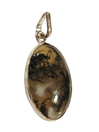 Moss Agate Sterling Silver Pendant 2 Natural Stone Handcrafted Jewelry Genuine Gemstone Necklace