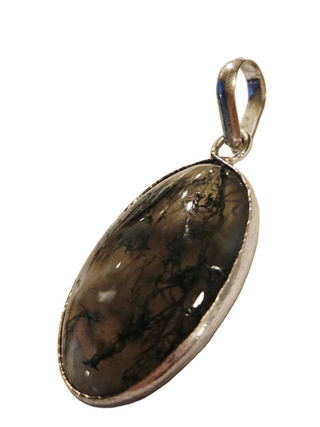 Moss Agate Sterling Silver Pendant 2 Natural Stone Handcrafted Jewelry Genuine Gemstone Necklace