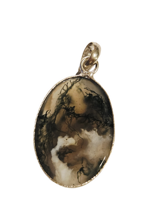 Moss Agate Sterling Silver Pendant 2 Natural Stone Handcrafted Jewelry Genuine Gemstone Necklace