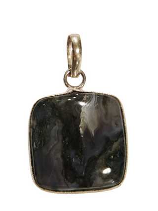 Moss Agate Sterling Silver Pendant 3 Natural Stone Handcrafted Jewelry Genuine Gemstone Necklace