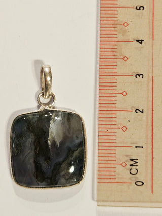 Moss Agate Sterling Silver Pendant 3 Natural Stone Handcrafted Jewelry Genuine Gemstone Necklace