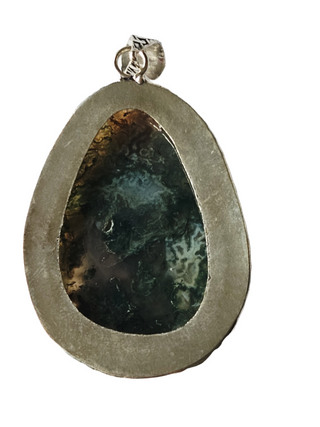 Moss Agate Sterling Silver Pendant 5 Natural Stone Handcrafted Jewelry Genuine Gemstone Necklace
