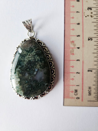 Moss Agate Sterling Silver Pendant 5 Natural Stone Handcrafted Jewelry Genuine Gemstone Necklace