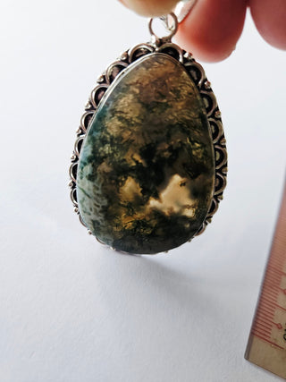 Moss Agate Sterling Silver Pendant 5 Natural Stone Handcrafted Jewelry Genuine Gemstone Necklace