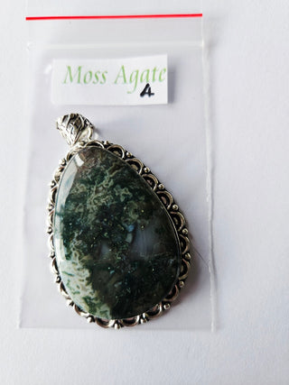 Moss Agate Sterling Silver Pendant 5 Natural Stone Handcrafted Jewelry Genuine Gemstone Necklace