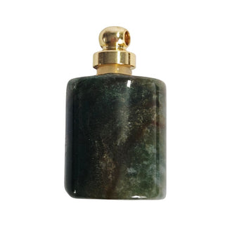 Moss Agate Gemstone Perfume Bottle Pendant Essential Oil Display