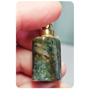 Moss Agate Gemstone Perfume Bottle Pendant Essential Oil Display