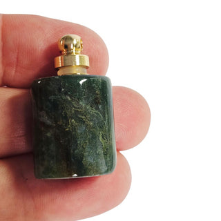 Moss Agate Gemstone Perfume Bottle Pendant Essential Oil Display