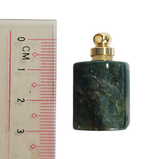 Moss Agate Gemstone Perfume Bottle Pendant Essential Oil Display