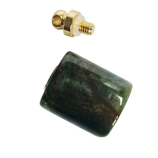Moss Agate Gemstone Perfume Bottle Pendant Essential Oil Display