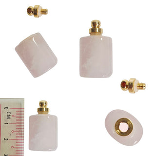Rose Quartz Gemstone Perfume Bottle Pendant Essential Oil Display