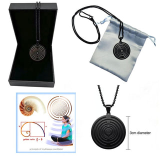 PERSONAL ENERGY DISC Black Teslar Inspired EMF Harmony Adults & Children Lakhovsky MWO Pendant Necklace