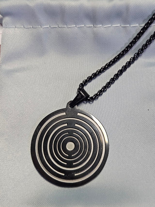 PERSONAL ENERGY DISC Black Teslar Inspired EMF Harmony Adults & Children Lakhovsky MWO Pendant Necklace