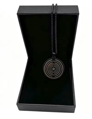 PERSONAL ENERGY DISC Black Teslar Inspired EMF Harmony Adults & Children Lakhovsky MWO Pendant Necklace
