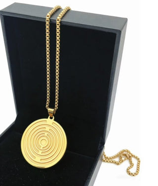 PERSONAL ENERGY DISC Gold Teslar Inspired EMF Harmony Adults & Children Lakhovsky MWO Pendant Necklace
