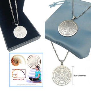 PERSONAL ENERGY DISC Silver Teslar Inspired EMF Harmony Adults & Children Lakhovsky MWO Pendant Necklace