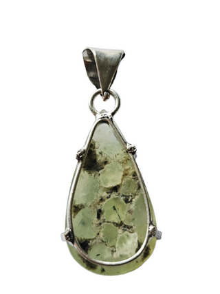 Prehnite Sterling Silver Pendant 1 Natural Stone Handcrafted Jewelry Genuine Gemstone Necklace
