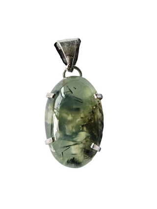 Prehnite Sterling Silver Pendant 3 Natural Stone Handcrafted Jewelry Genuine Gemstone Necklace
