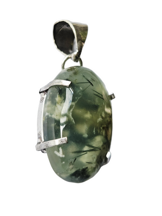 Prehnite Sterling Silver Pendant 3 Natural Stone Handcrafted Jewelry Genuine Gemstone Necklace