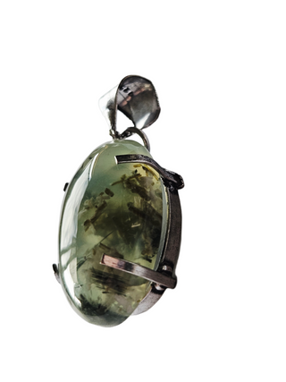 Prehnite Sterling Silver Pendant 3 Natural Stone Handcrafted Jewelry Genuine Gemstone Necklace