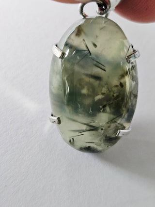 Prehnite Sterling Silver Pendant 3 Natural Stone Handcrafted Jewelry Genuine Gemstone Necklace