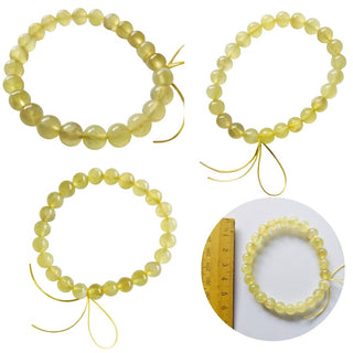 Australian Prehnite Round Bead Stretch Bracelet Natural Pale Green Sun Jade