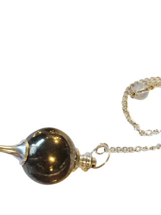 Pyrite Crystal Pendulum Natural Gemstone Silver Chain Dowsing Healing