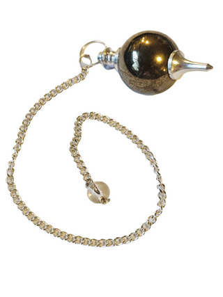 Pyrite Crystal Pendulum Natural Gemstone Silver Chain Dowsing Healing