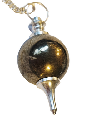 Pyrite Crystal Pendulum Natural Gemstone Silver Chain Dowsing Healing